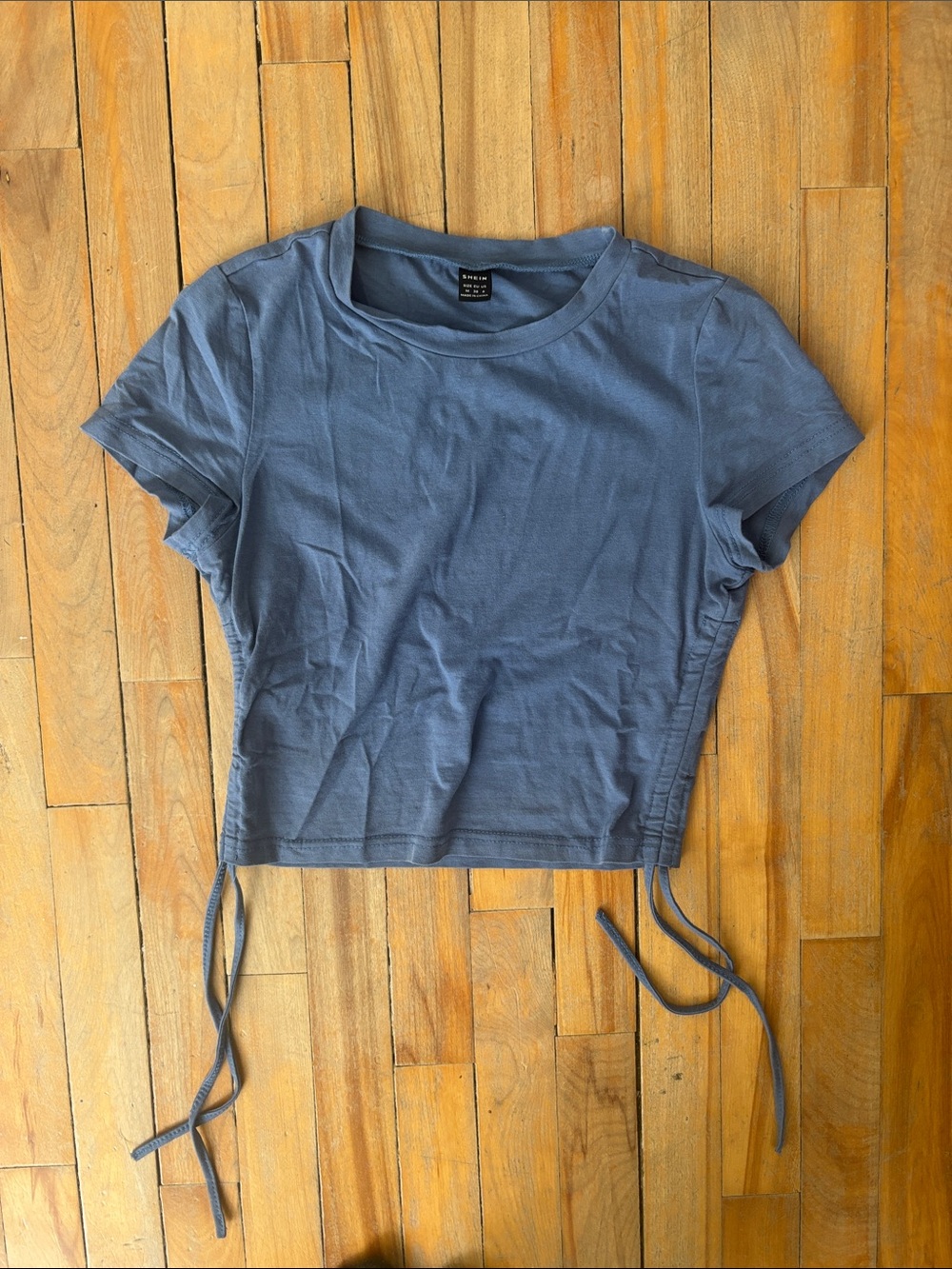 a new day Dusty Blue Drawstring Side-Tie Crop Top